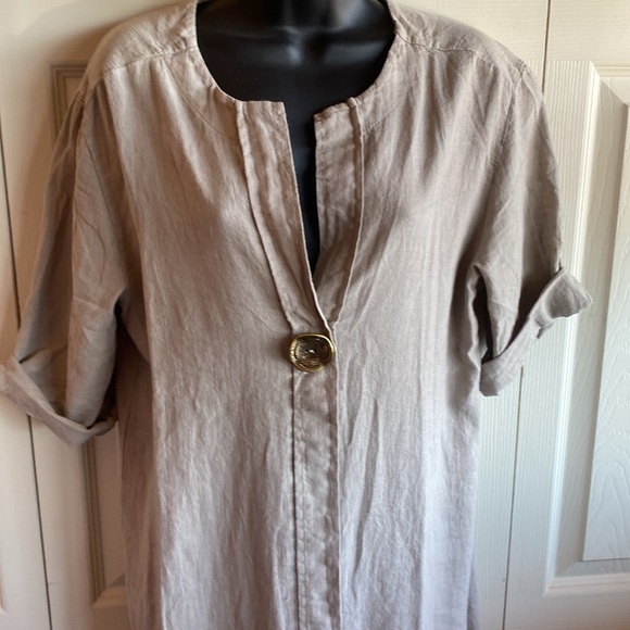 Cristina Vergani NWT Made In Italy Tan Cotton/Linen Blend Size Small - Picture 3 of 16